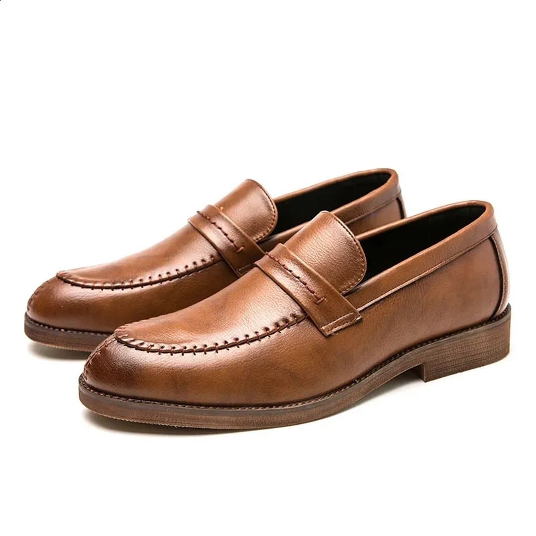 Men's brown leather loafers